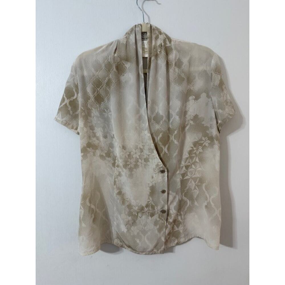 Escada Margaretha Ley Silk Shawl-Collar Neckline Envelope Blouse-Size 38 (US-M)